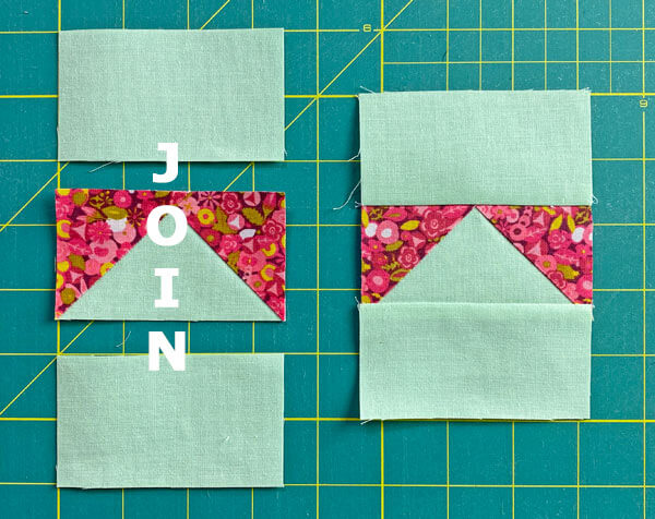 Add a rectangle to both long sides of a Flying Geese Add a rectangle to both long sides of a Flying Geese