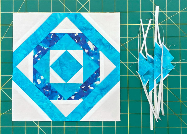 Our sample Tunnels quilt block is complete