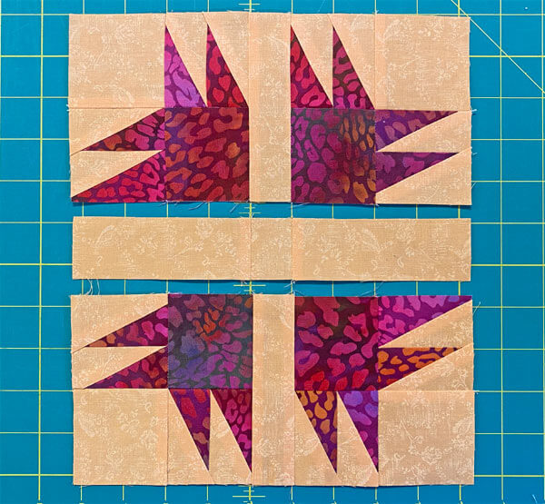 The units are sewn into rows The units are sewn into rows