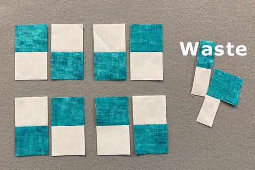 Patches ready to stitch into 4-patches Patches ready to stitch into 4-patches