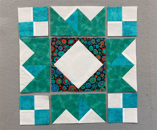 The patches arranged into the Use It All design The patches arranged into the Use It All design