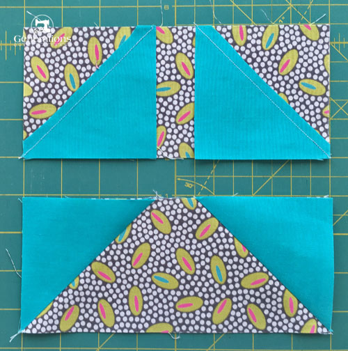 Trim away excess fabric and press Trim away excess fabric and press