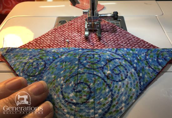 Stitch on the drawn markings