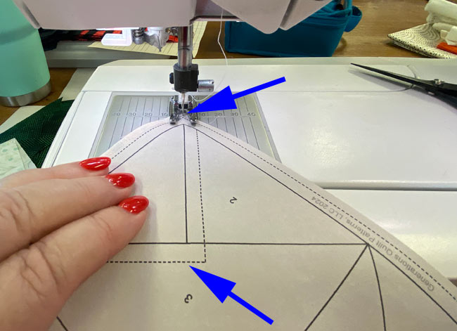 Stitch the seam joining #2 to #1 Stitch the seam joining #2 to #1