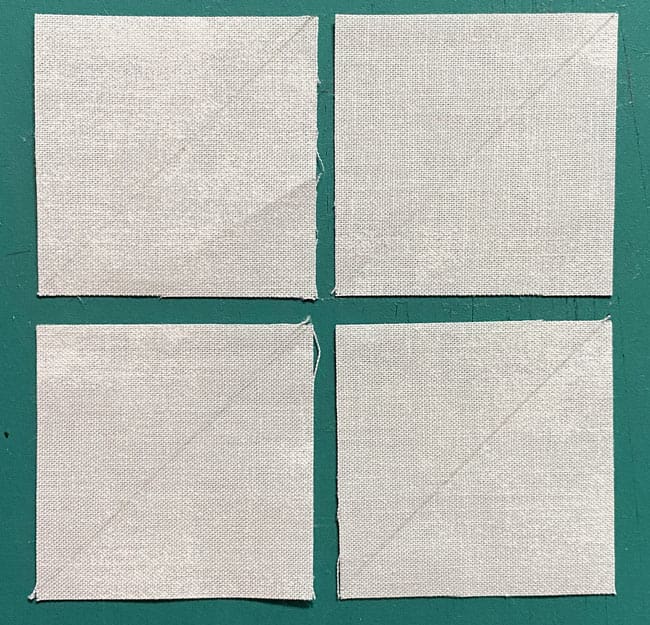 Mark a single diagonal on the back of each #4 square