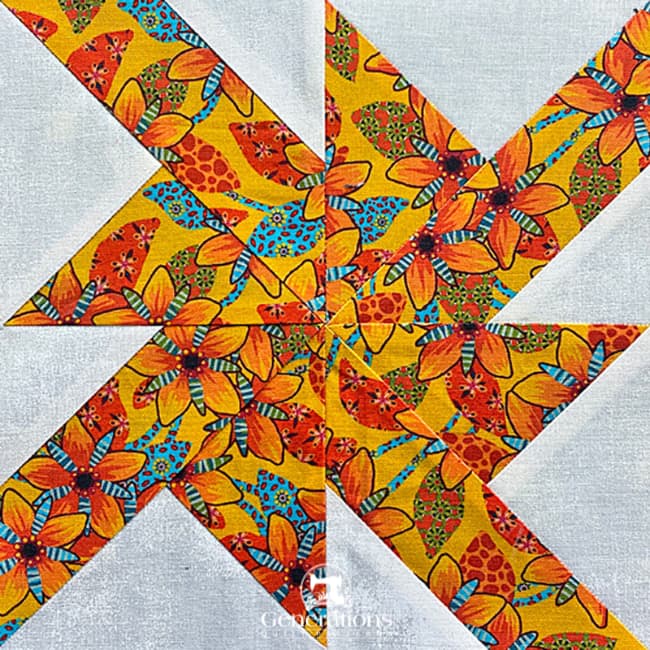 A finished Wheel quilt block A finished Wheel quilt block