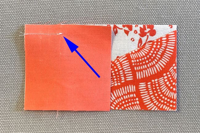 The original partial seam from the #3 side of the sewn patches The original partial seam from the #3 side of the sewn patches