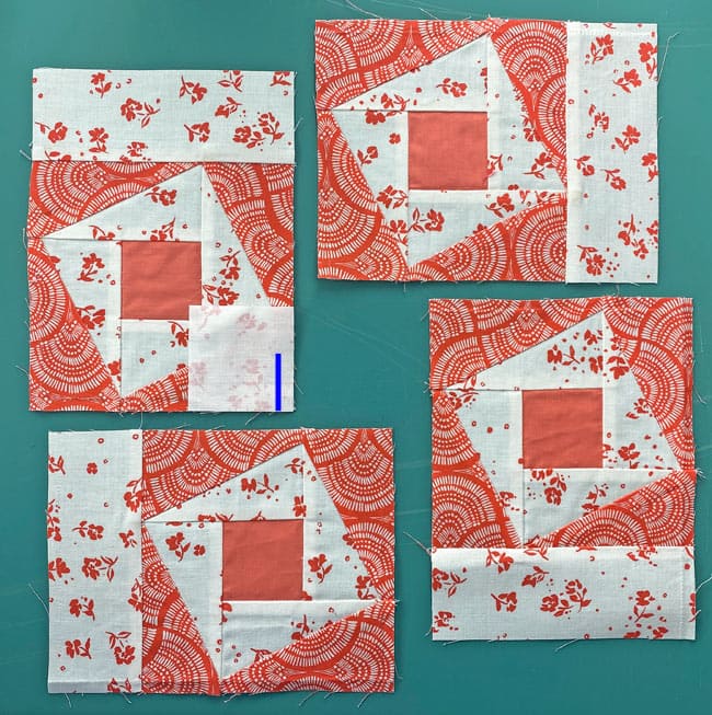 Center (#5) is pinned to the lower right corner of Flower #1