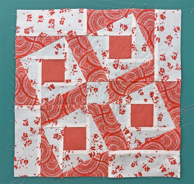 The finished Whirling Square quilt block The finished Whirling Square quilt block