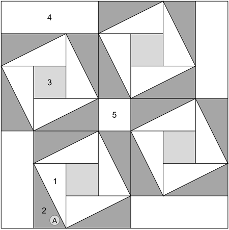 Whirling Square quilt block drawing Whirling Square quilt block drawing