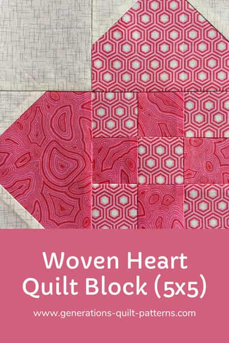 Pin this 5x5 Woven Heart quilt block tutorial Pin this 5x5 Woven Heart quilt block tutorial