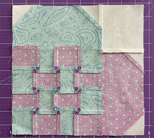 Back view of our Woven Heart (6x6 grid) block pattern