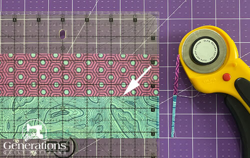 Straighten one short edge of your strip set.