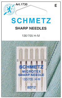 Schmetz Microtex Sharp 80/12 needles