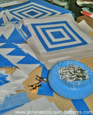 Working on quilt blocks for a new pattern