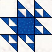 Hourglass quilt block, Cat's Cradle variation 4