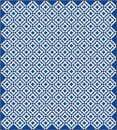 Churn Dash quilt design, diagonal set with sashing