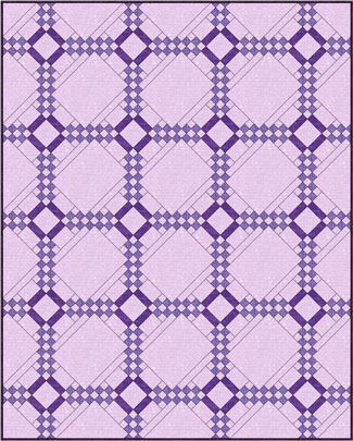 Five Patch quilt design, diagonal set with alternate blocks