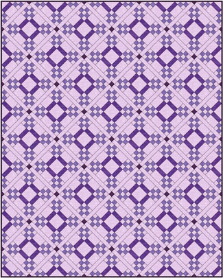 Five Patch quilt design, diagonal set with sashing