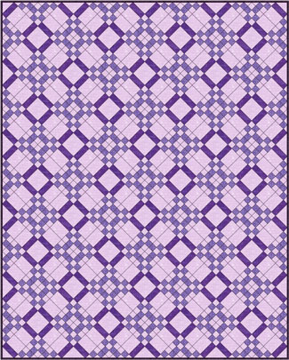 Five Patch quilt design, diagonal set