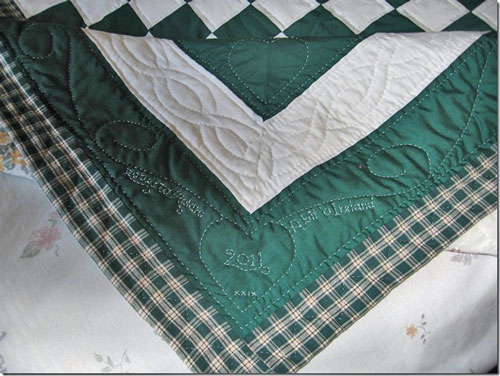 Close-up of the quilting in the borders