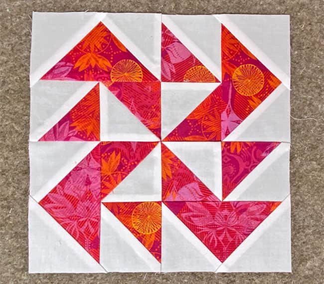 Our finished sample Yankee Puzzle quilt block Our finished sample Yankee Puzzle quilt block