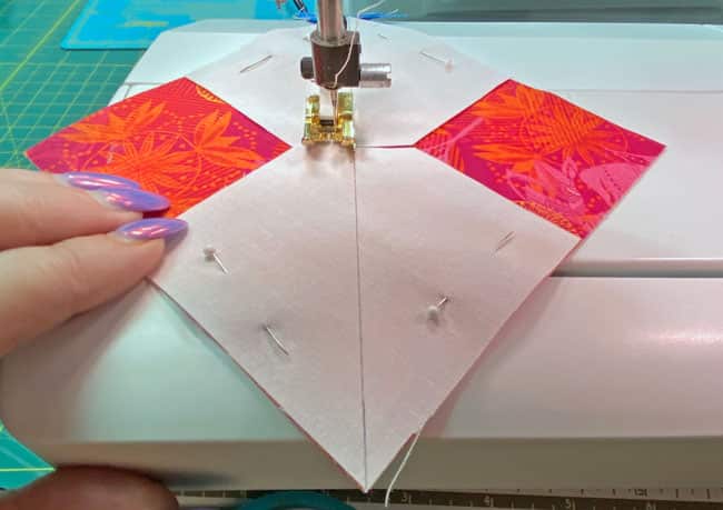 Stitching 1/4" from both sides of the line Stitching 1/4" from both sides of the line