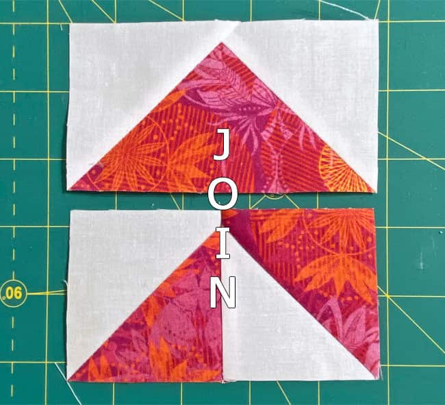 Sew the pair of HST to the bottom of a FG Sew the pair of HST to the bottom of a FG